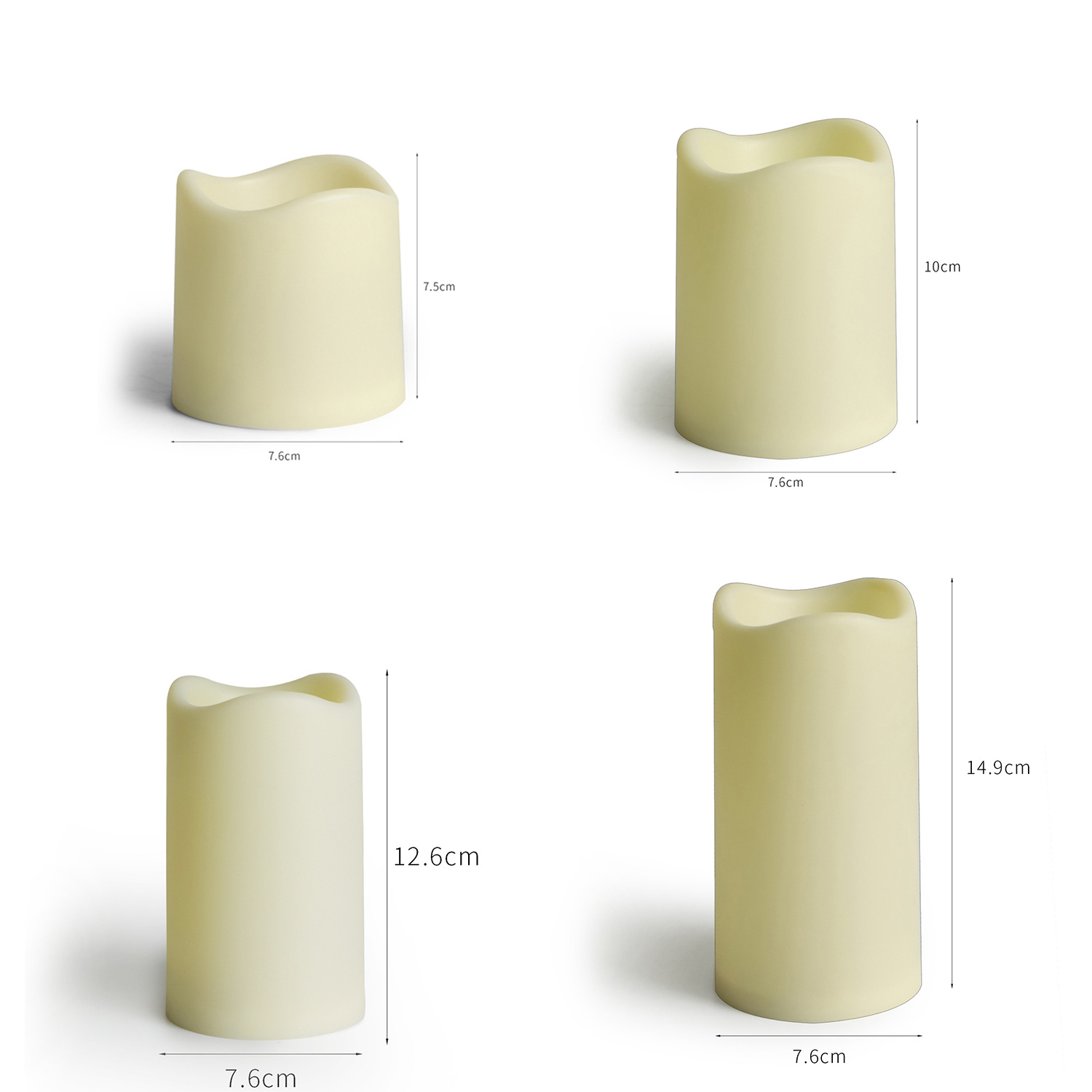 Sef of 4 ivory Led pillar candle melted top frosted Color:Ivory 2