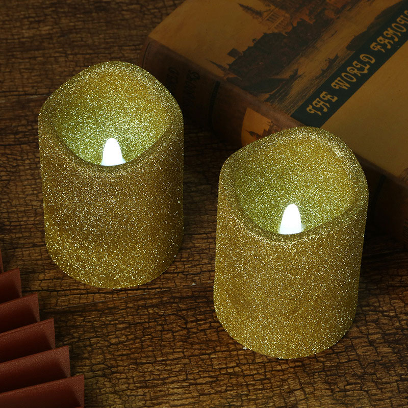 Glitter-coated Flameless LED candle,Embedded-Flame Color:Yellow 1