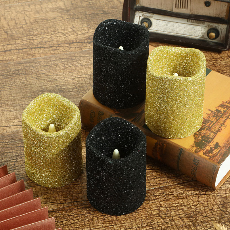 Glitter-coated Flameless LED candle,Embedded-Flame Color:Yellow 3