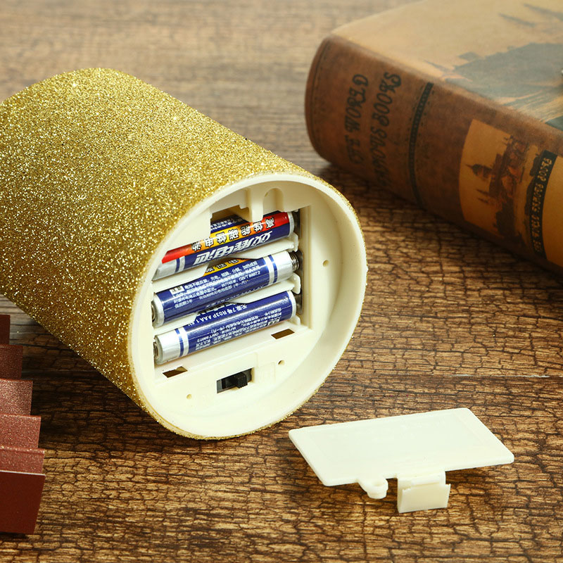 Glitter-coated Flameless LED candle,Embedded-Flame Color:Yellow 2