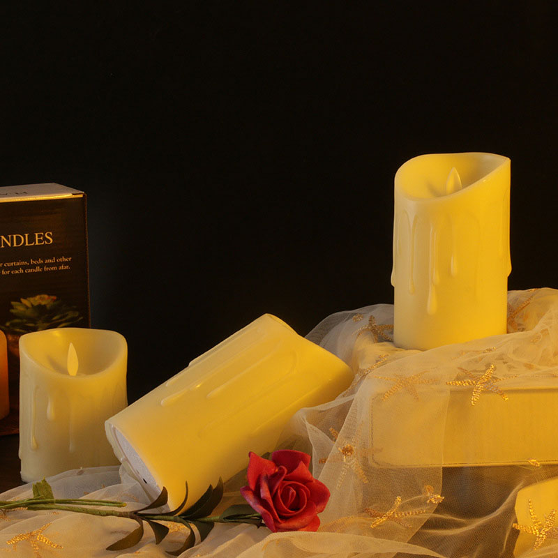 Led Dripping Wax Candle with remote in Ivory Color:White 1