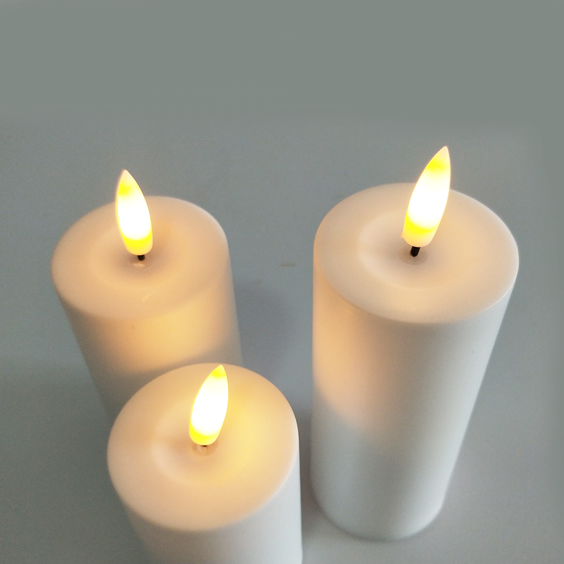 White Pillar led candle glass enclosed Color:White 2