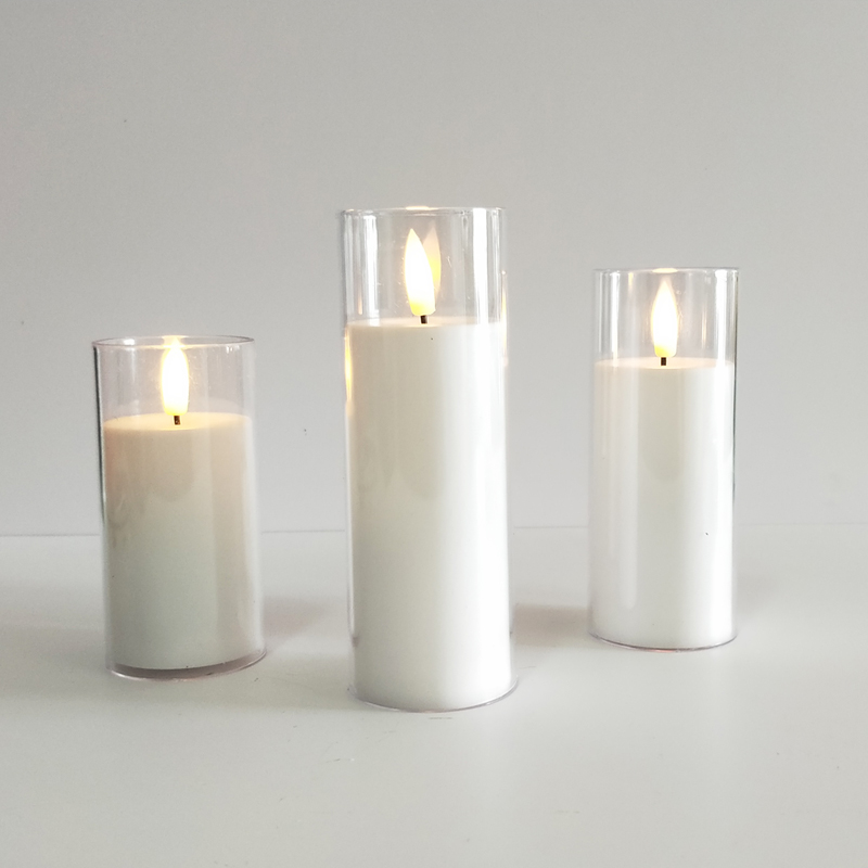 White Pillar led candle glass enclosed Color:White 1