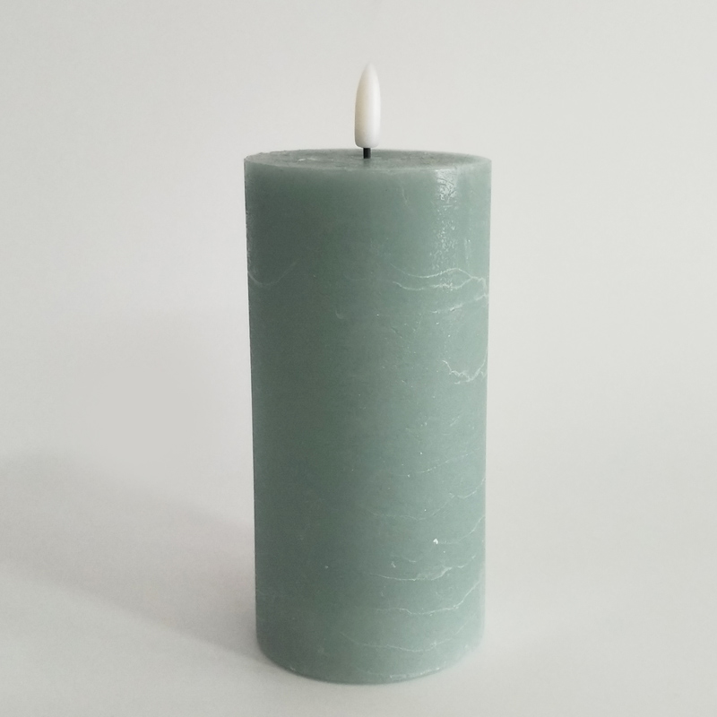 Green Water Ripple real wax led candle - set of 3 7.5*15 cm