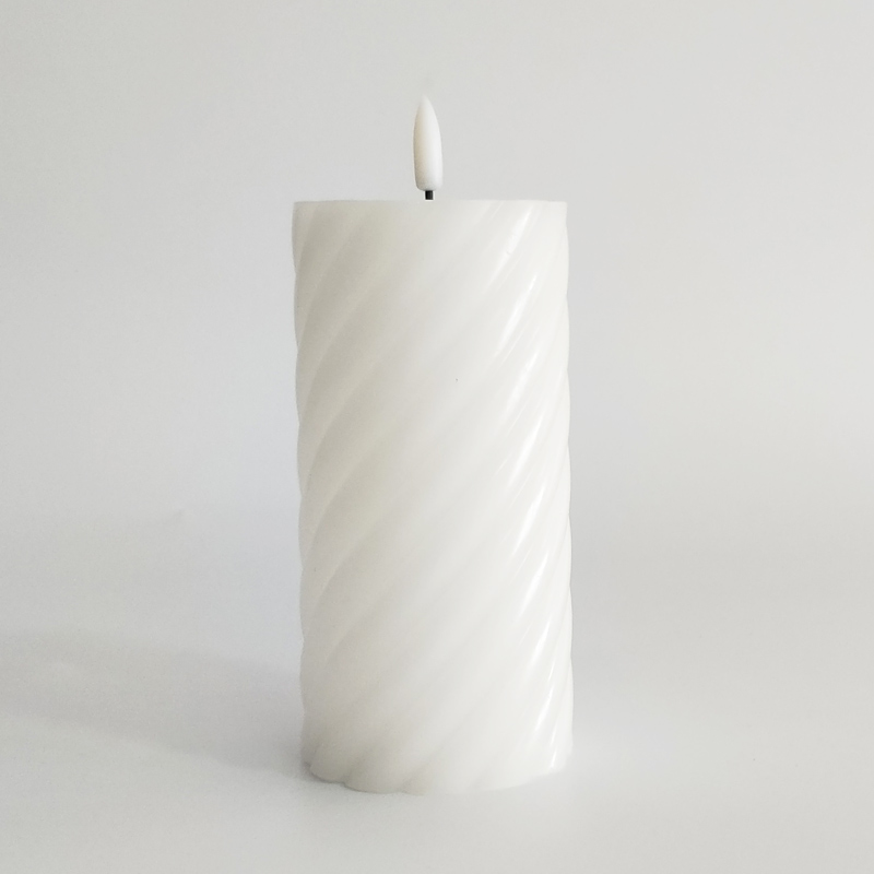 White Swirl real wax  led candle 7.5*10 cm