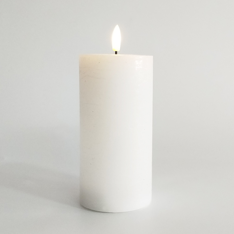 White marbled real wax Flameless Pillar candle Size:7.5*12.5 cm 1