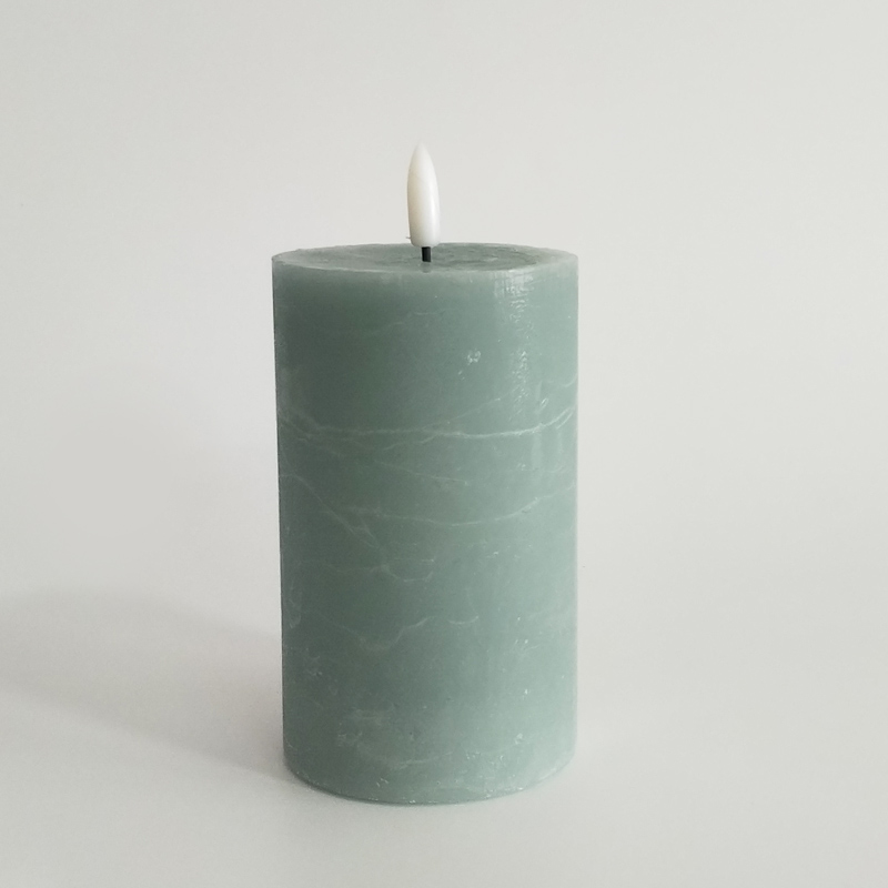 Green Water Ripple real wax led candle - set of 3 7.5*12.5 cm