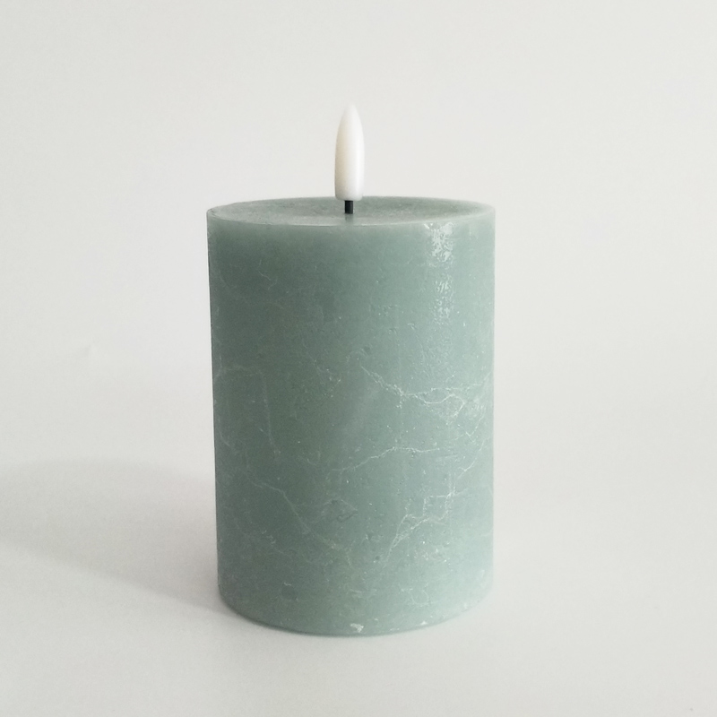 Green Water Ripple real wax led candle - set of 3 7.5*10 cm