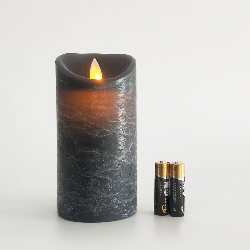 Frosted Black Water Ripple Flameless Candle Size:7.5x15cm 1