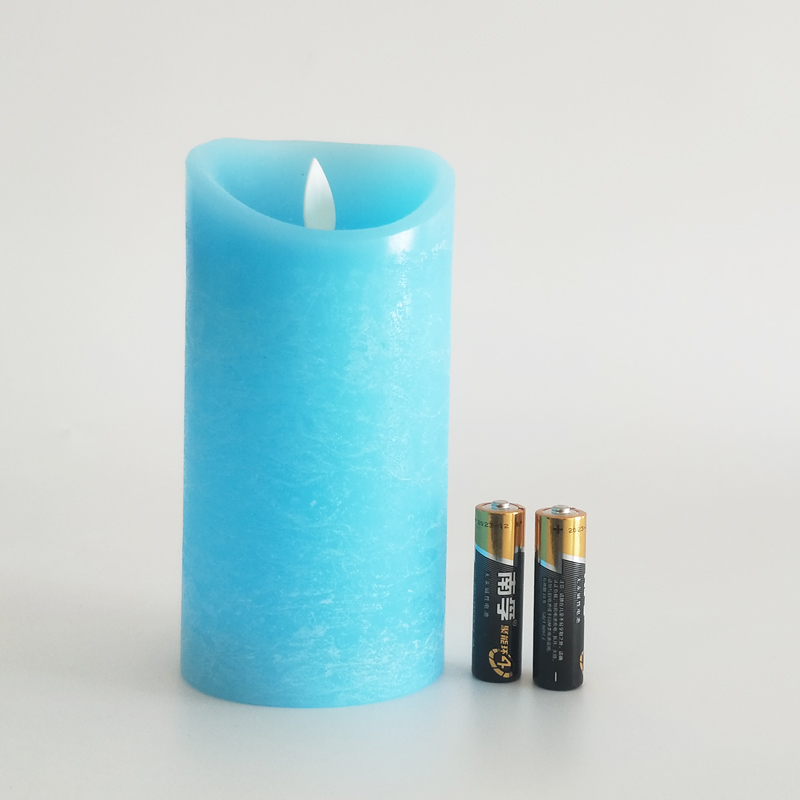 Frosted Turquoise Blue Real Wax led candle with Remote Control & Timer,Moving Wick Color:7.5x10cm 1