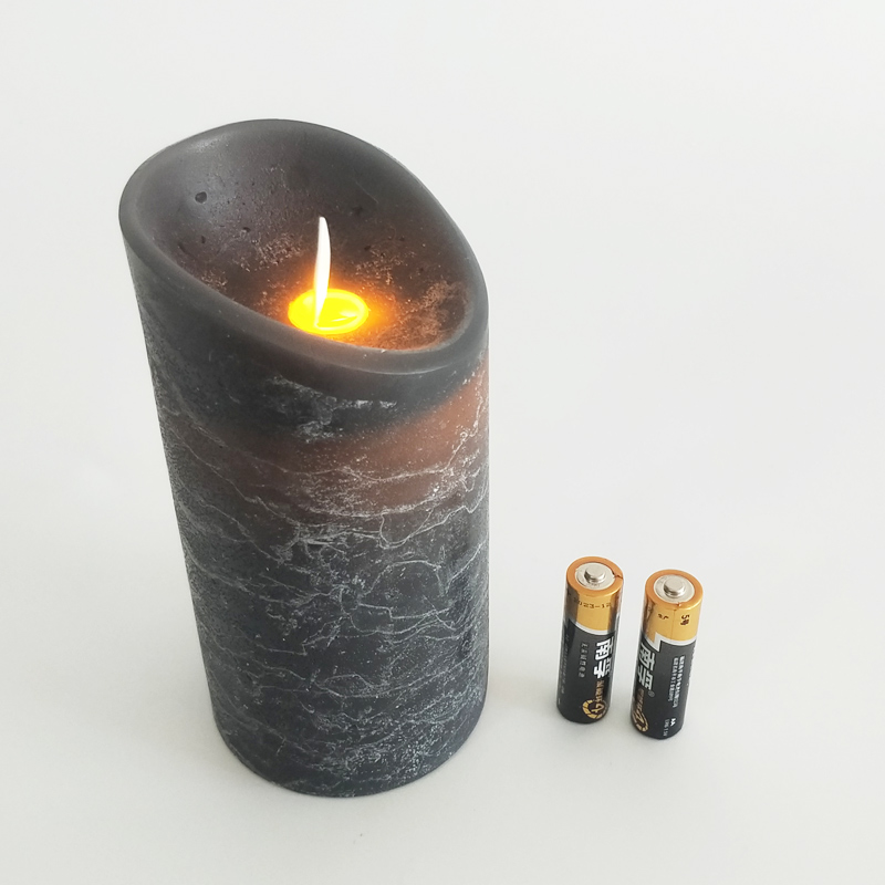 Frosted Black Water Ripple Flameless Candle Size:7.5x15cm 3