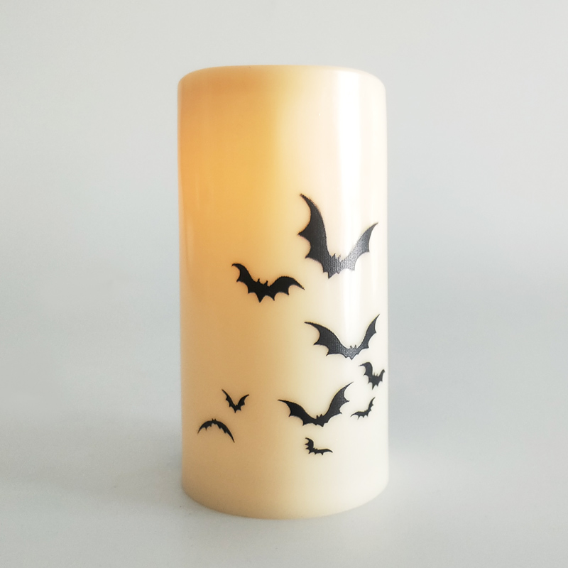Halloween cylindrical Pillar Led candle Color:Crow;Size:4 inch 1