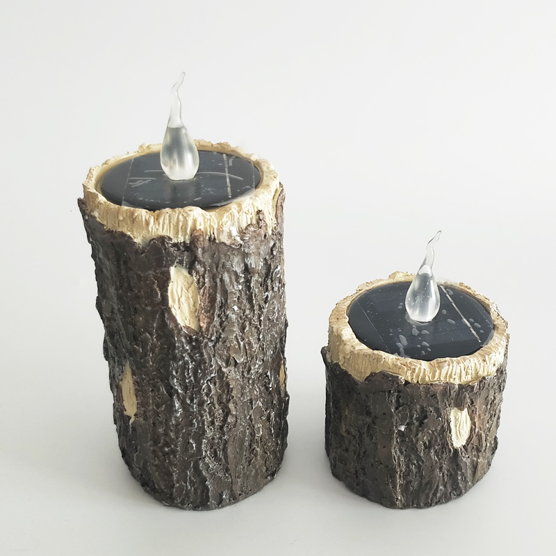 Solar Bark-Textured led pillar candle Color:Defautl 3