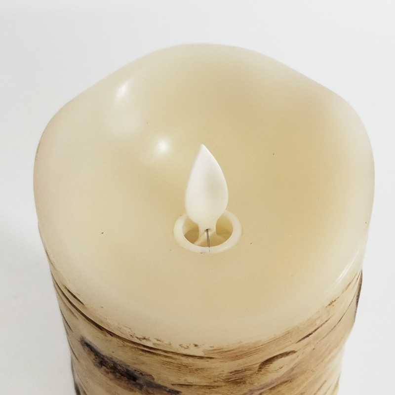 Birch bark-textured paraffin wax flameless candle Scallop Top moving wick Color:7.5x10cm 1