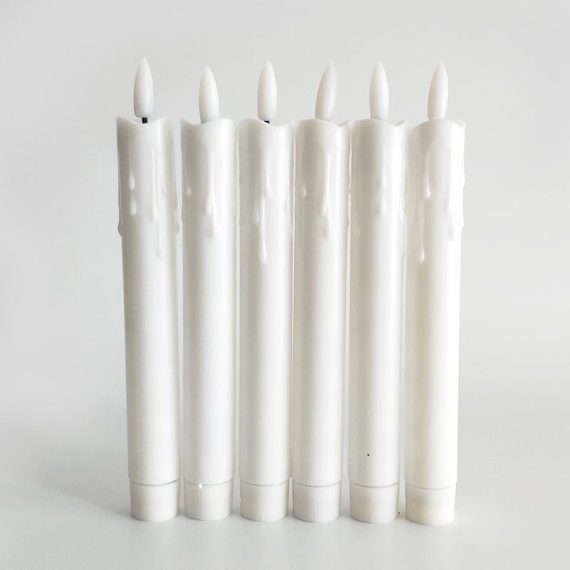 dripped led taper candle White