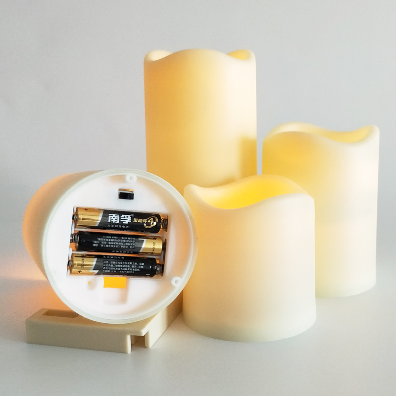 Sef of 4 ivory Led pillar candle melted top frosted Color:Ivory 3
