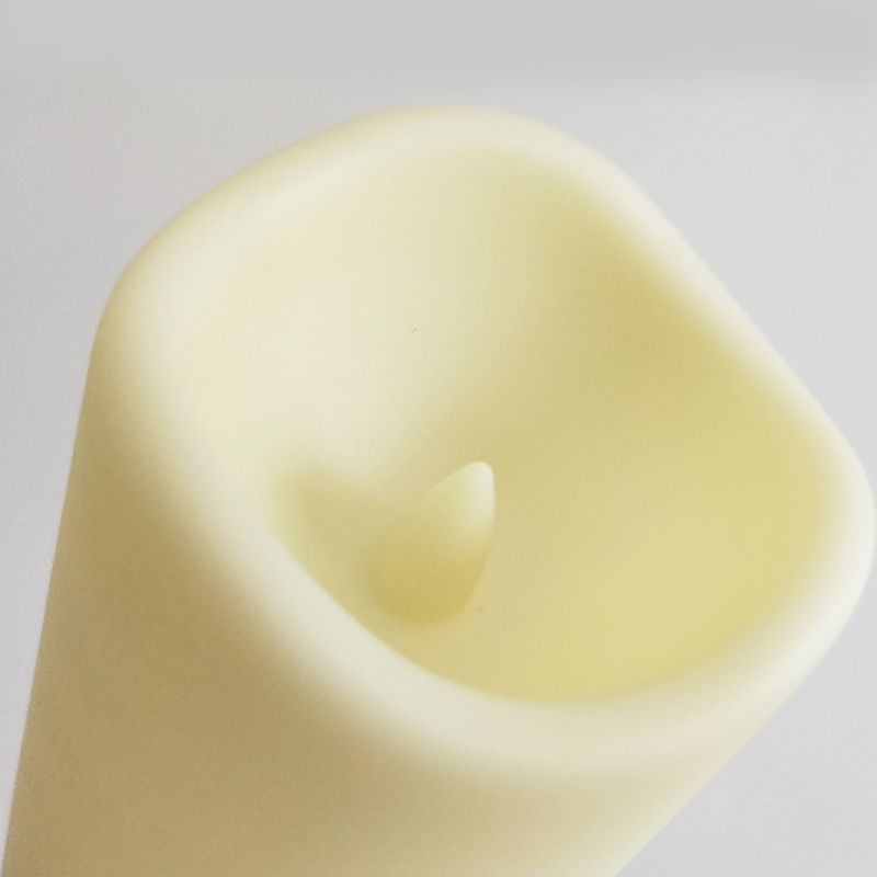 Sef of 4 ivory Led pillar candle melted top frosted Color:Ivory 1