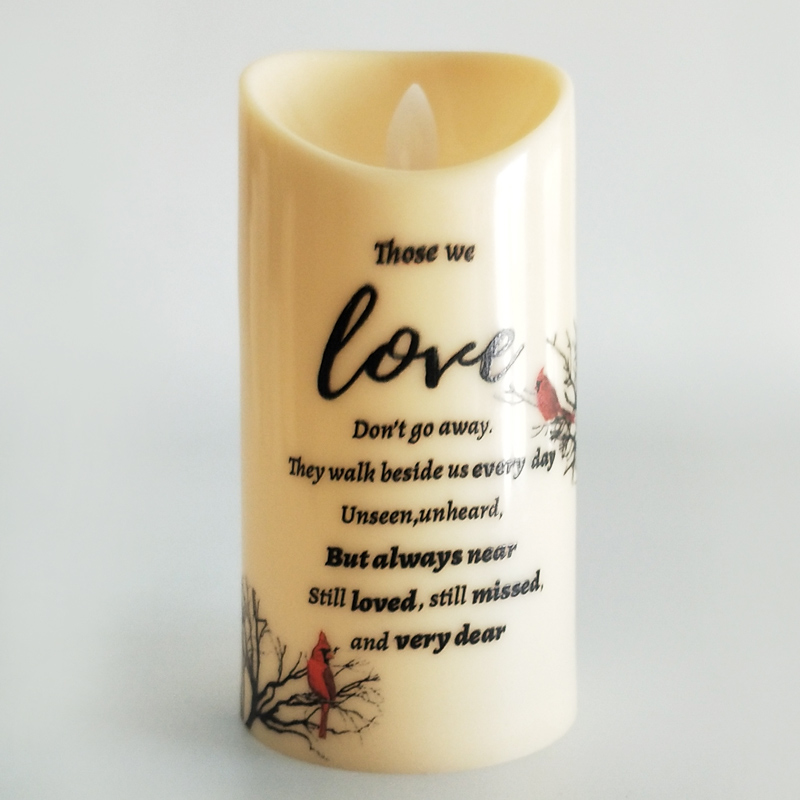 Ivory Led pillar candle Moving Wick Remote Control 3in * 6inch