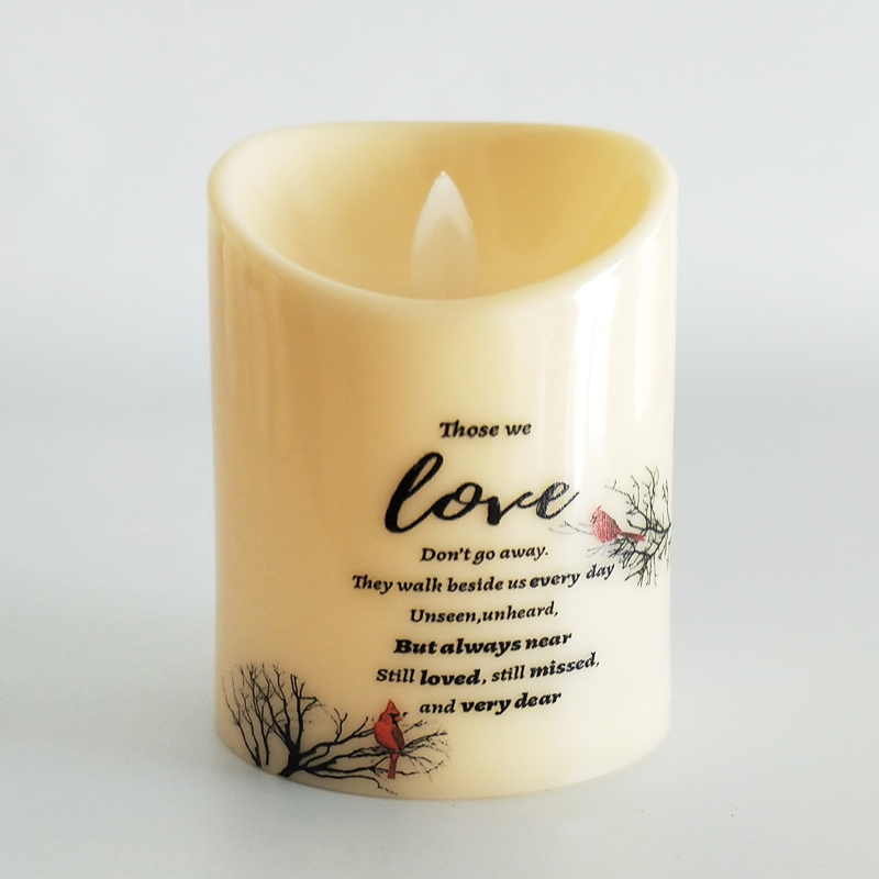 Ivory Led pillar candle Moving Wick Remote Control 3in * 4inch