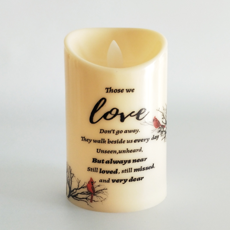 Ivory Led pillar candle Moving Wick Remote Control 3in * 5inch