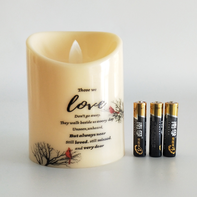 Ivory Led pillar candle Moving Wick Remote Control Size:3in * 4inch 2