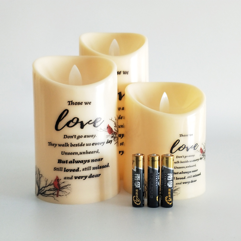 Ivory Led pillar candle Moving Wick Remote Control Size:3in * 4inch 1