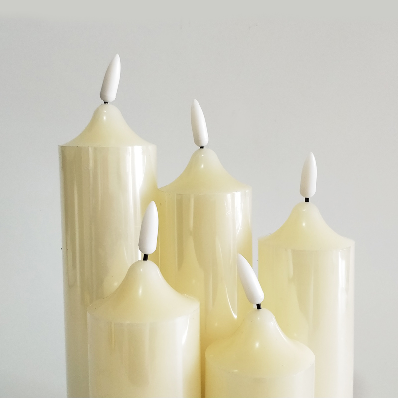 Rechargeable real wax Ivory Led candle with remote - set of 5