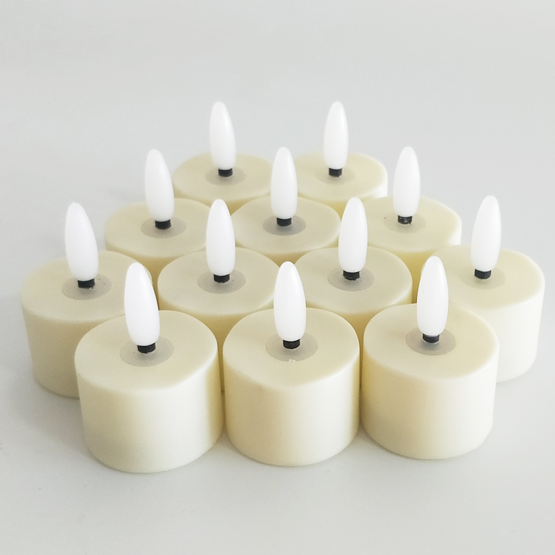 Beige Rechargeable Flameless Votive candle with remote control Color:White 4