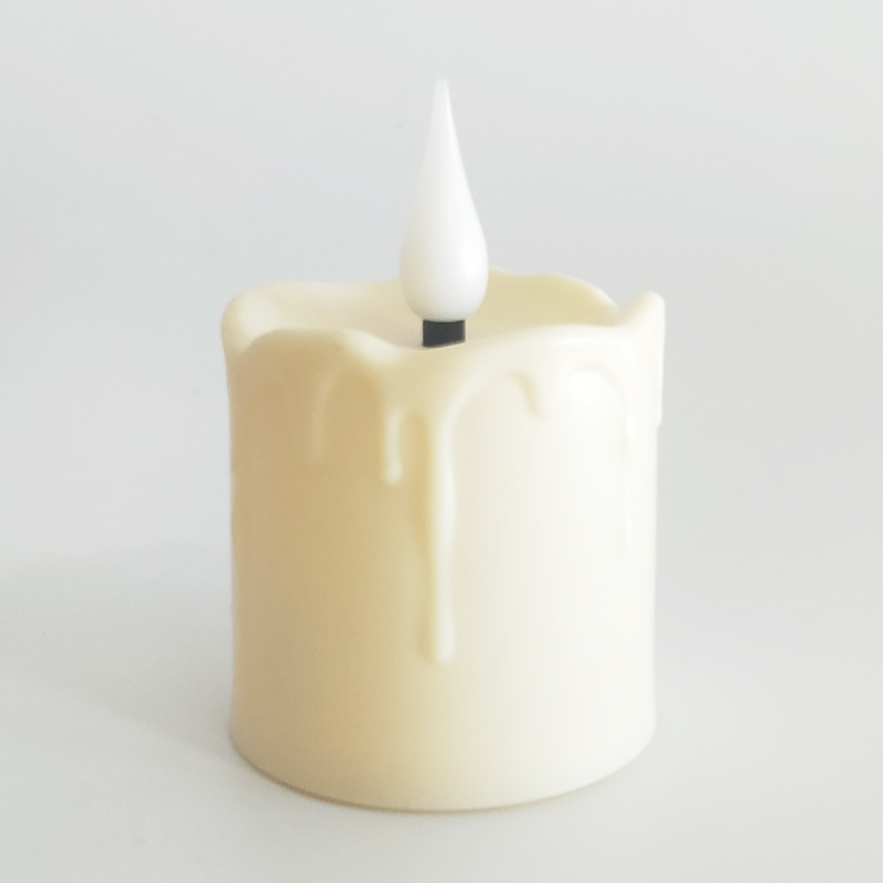 waterproof dripped led tealight candle remote control usb rechargeable Beige