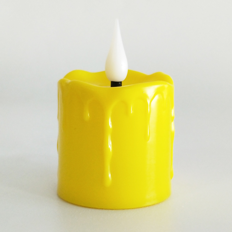 waterproof dripped led tealight candle remote control usb rechargeable Yellow