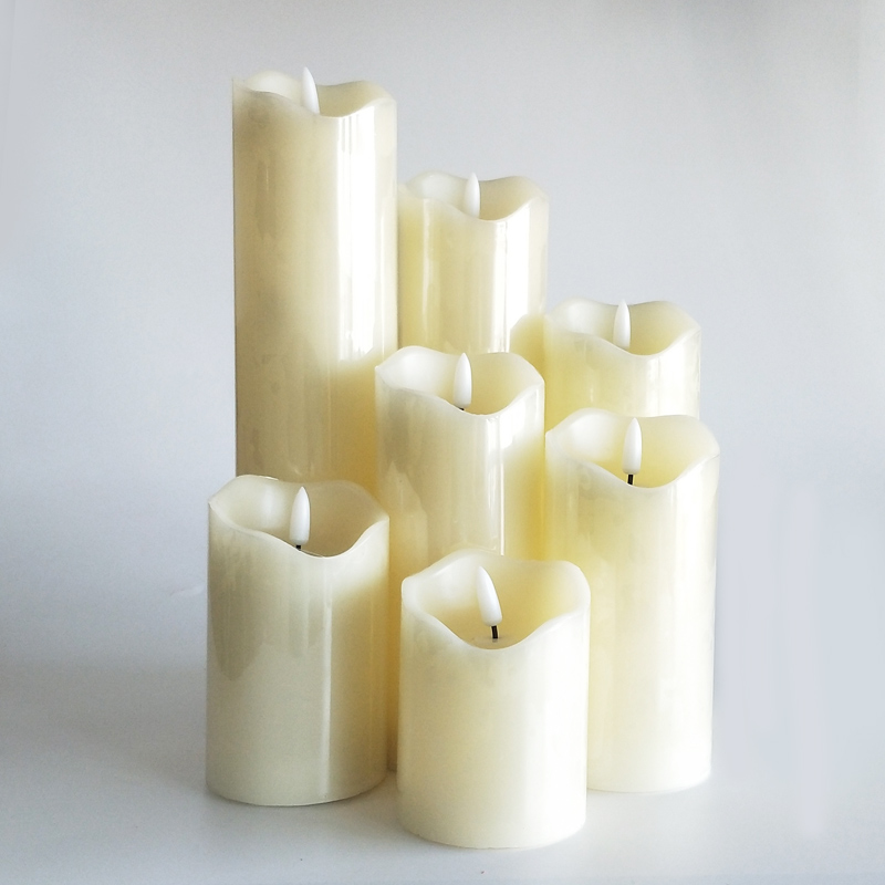 Battery‑Operated Wax‑Finish Pillar with Realistic Flickering, Remote & Timer