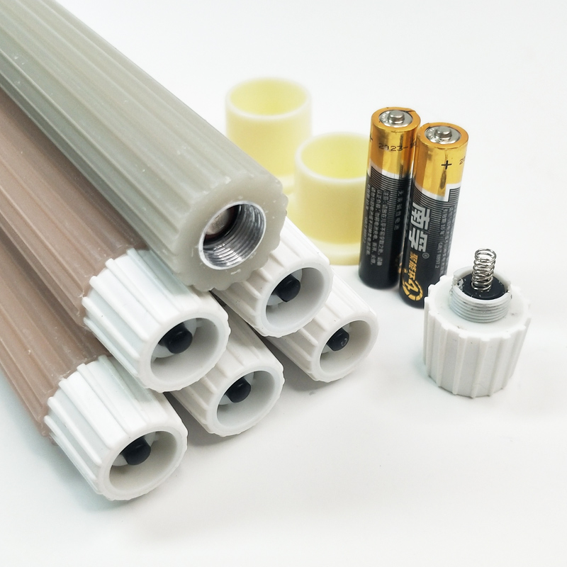 Fluted Ribbed Real wax Led flickering taper candle remote control Color:Tan 4