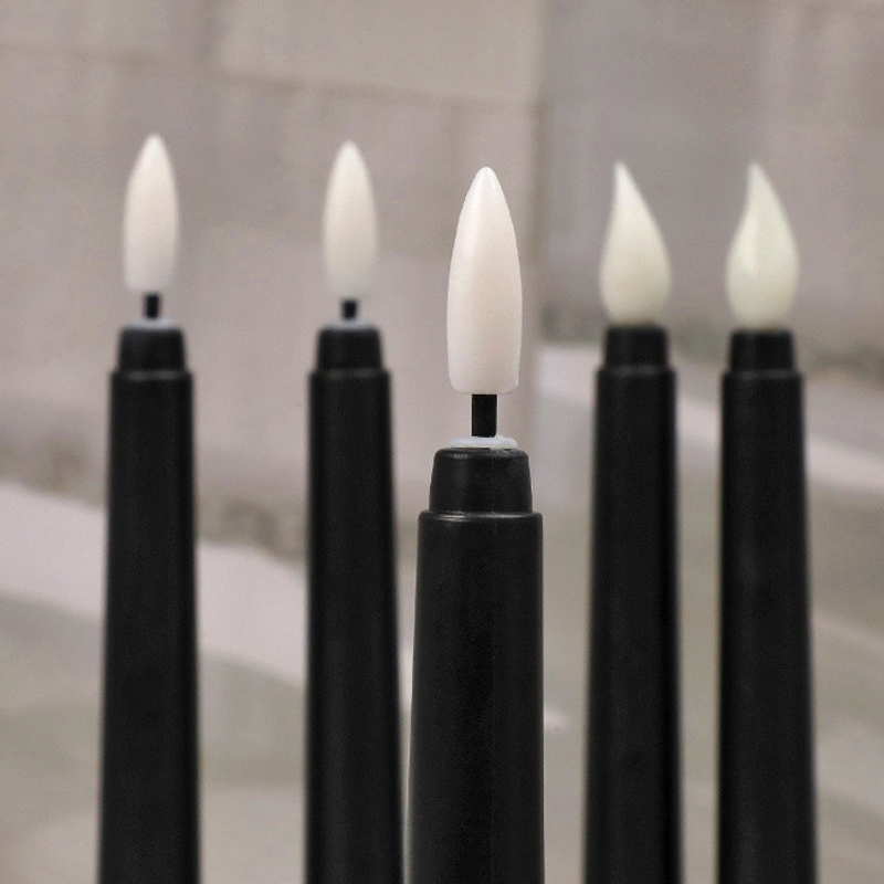 Black led taper candle with remote control Type:type1;Size:25.2cm x 2.1cm 3