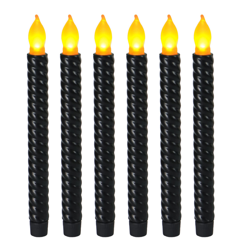 Halloween Black Spiral LED Candle set 6
