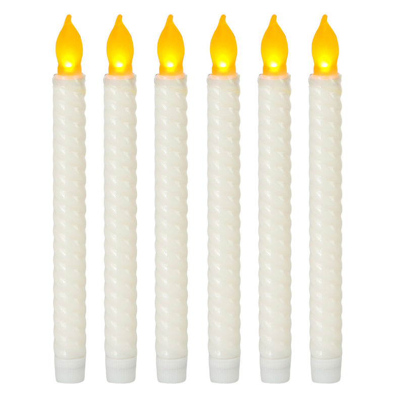 Halloween Black Spiral LED Candle set 6 White