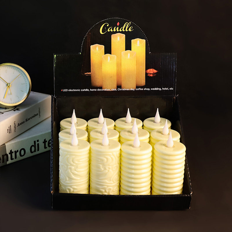 Carved & Ribbed Texture Flameless Candles Color:1 2