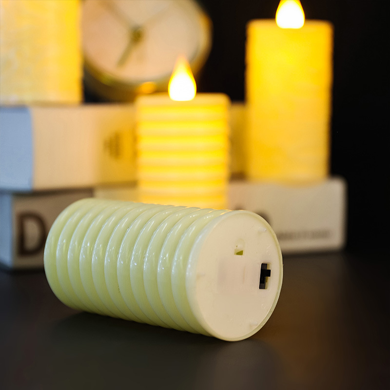 Carved & Ribbed Texture Flameless Candles Color:1 1