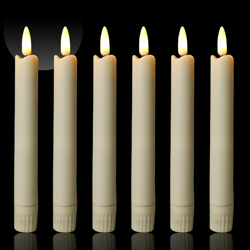 plastic flameless led taper candle Color:Ivory 5