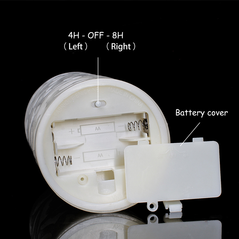 Real Wax Hollow-Carved Ivory Flameless Pillar Candle Color:White 1