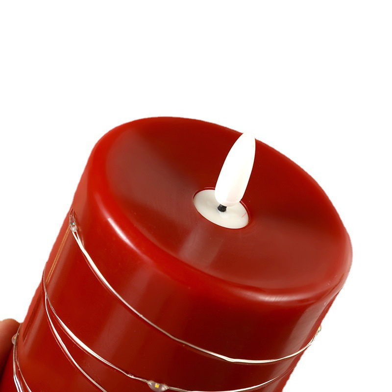 Red Flameless Wax LED Candles with Fairy Lights & Remote Color:8*11cm 1
