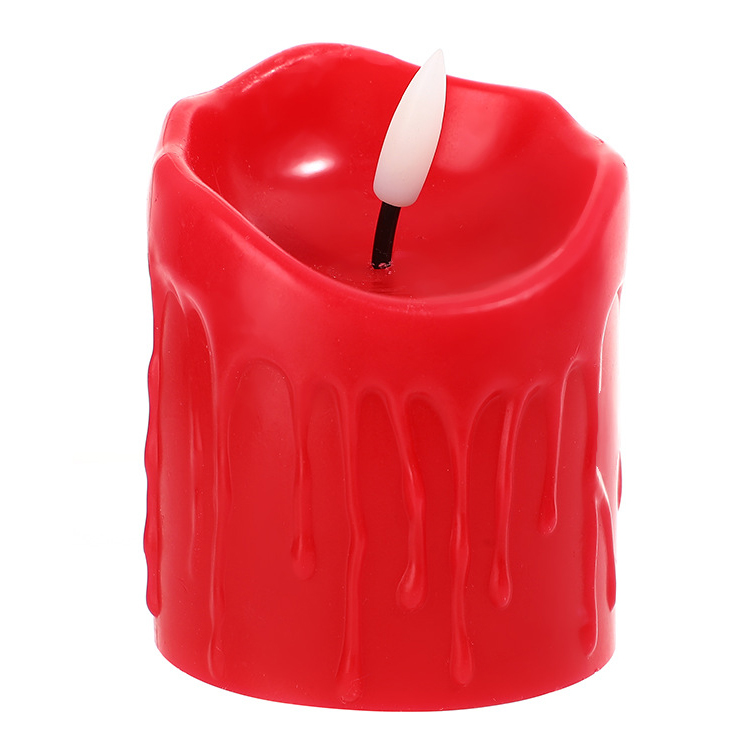 Red drip wax led candle with timer & control