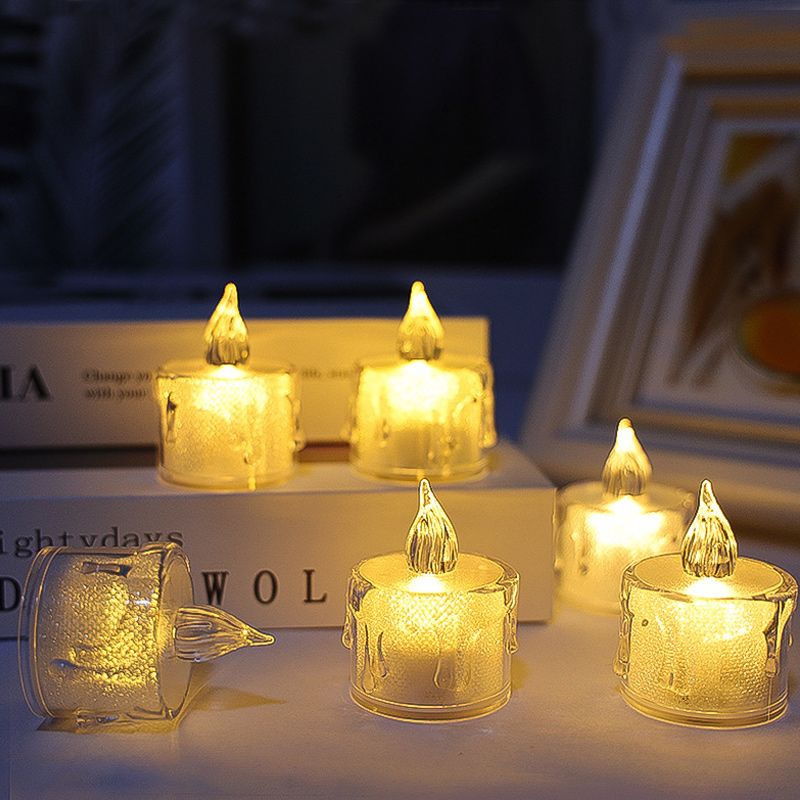 small tranparent dripping Led Candle Color:3.6*5cm 1