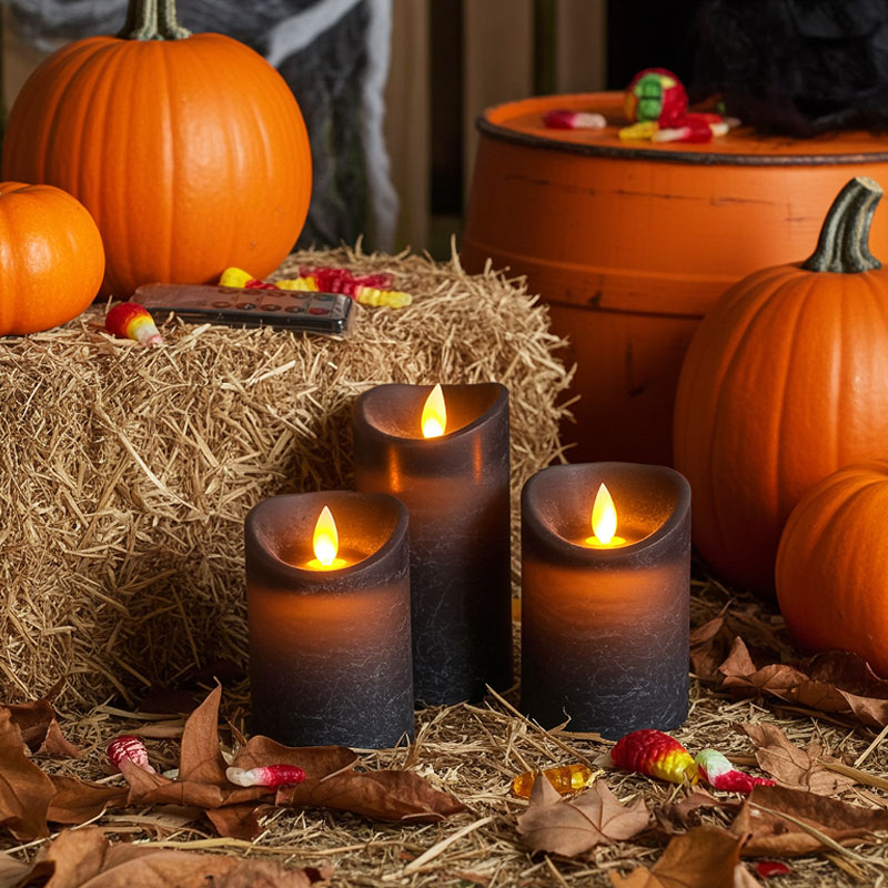 Frosted Black Water Ripple Flameless Candle Size:7.5x15cm 5