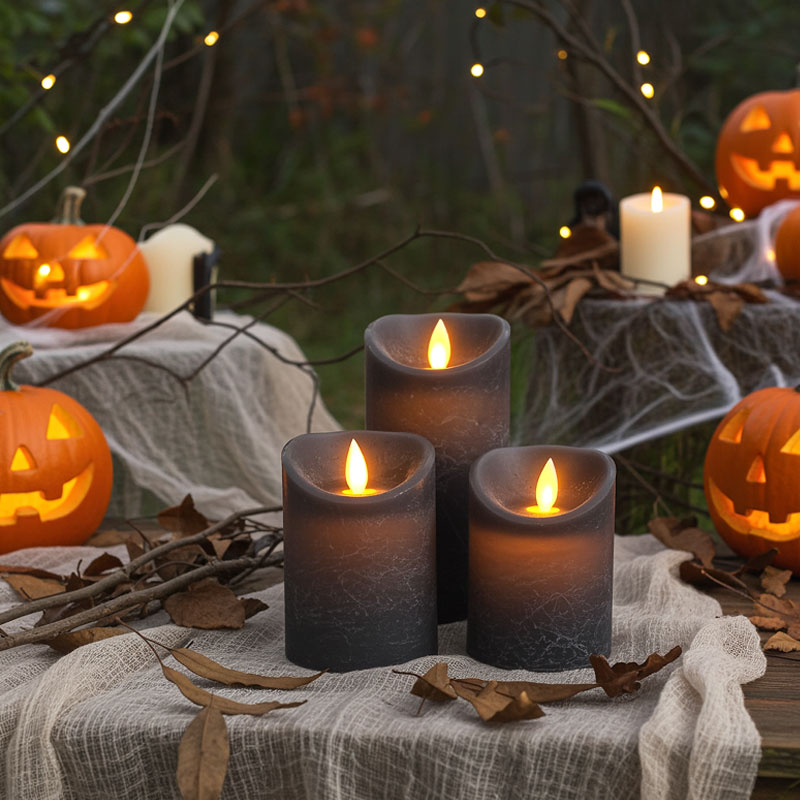 Frosted Black Water Ripple Flameless Candle Size:7.5x15cm 6