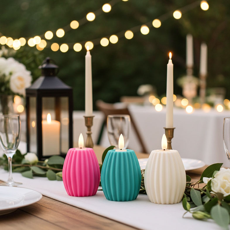 Led vertical stripe candle Color:Green 3