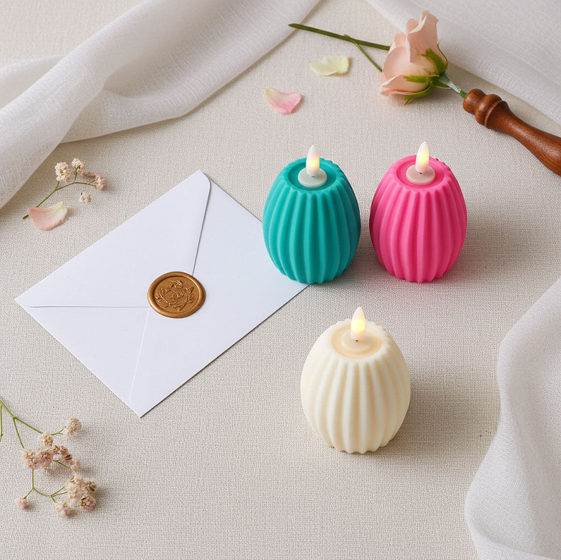 Led vertical stripe candle Color:Green 4