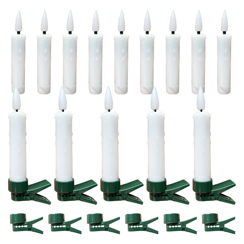 Swivel LED Christmas Tree Candles,Remote Controlled, Wireless Clip-On Flameless Taper Candles with Realistic Flickering 3D Wick and Mounting Clips for Holiday Decor