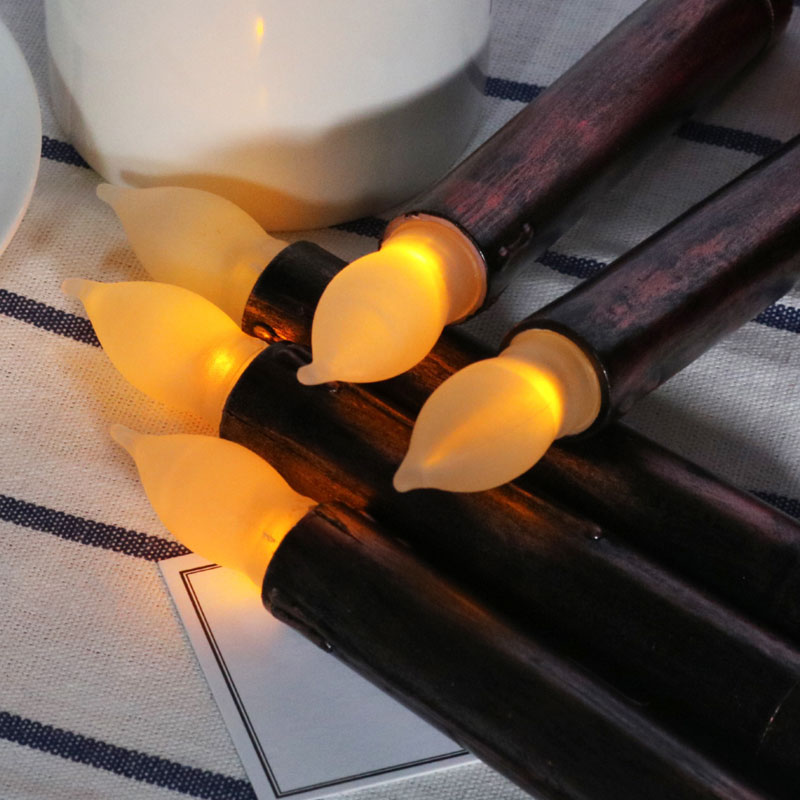 Retro Electroplated LED Taper Candles with 6-Hour Timer Color:Black;Size:2*2*16.5cm 1