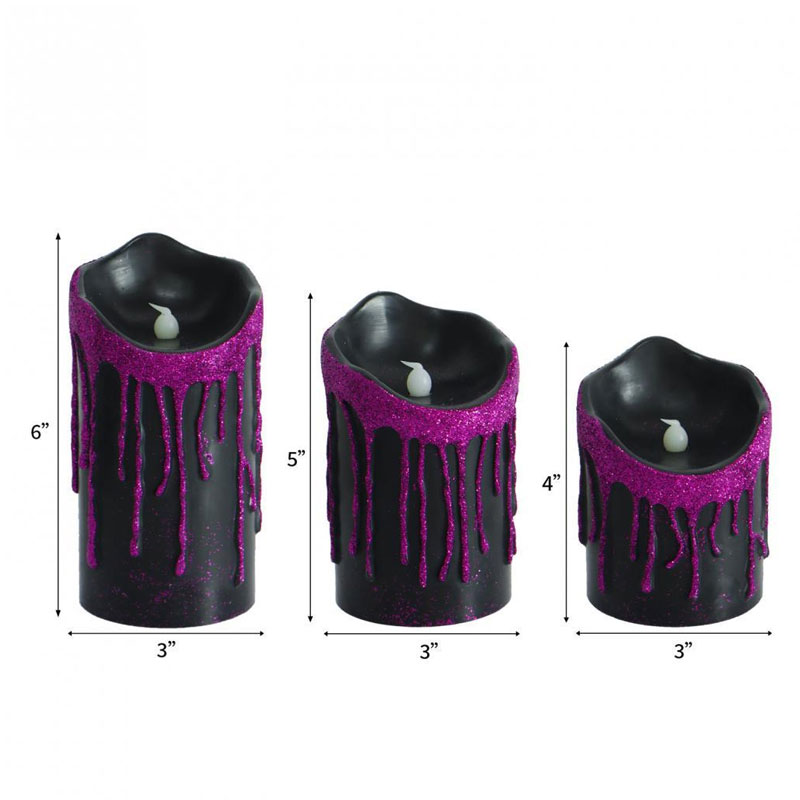 Halloween Gothic Flameless LED Pillar Candles Size:8*8*10.3cm 1