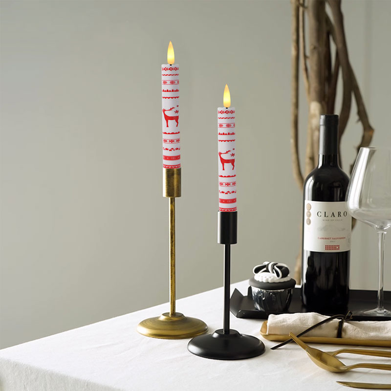 Festive Christmas LED Taper Candles – Set of 6 Color:moose;Size:2*2*16.5cm 1